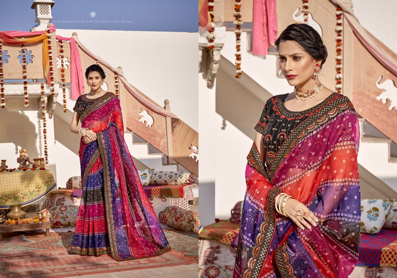 Ynf Bandhani Sequence Printed Sarees Catalog